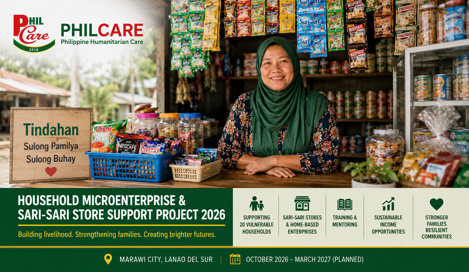 Household Microenterprise & Sari-Sari Store Support Project 2026 — a PHILCARE project in Marawi City, Lanao del Sur, BARMM.